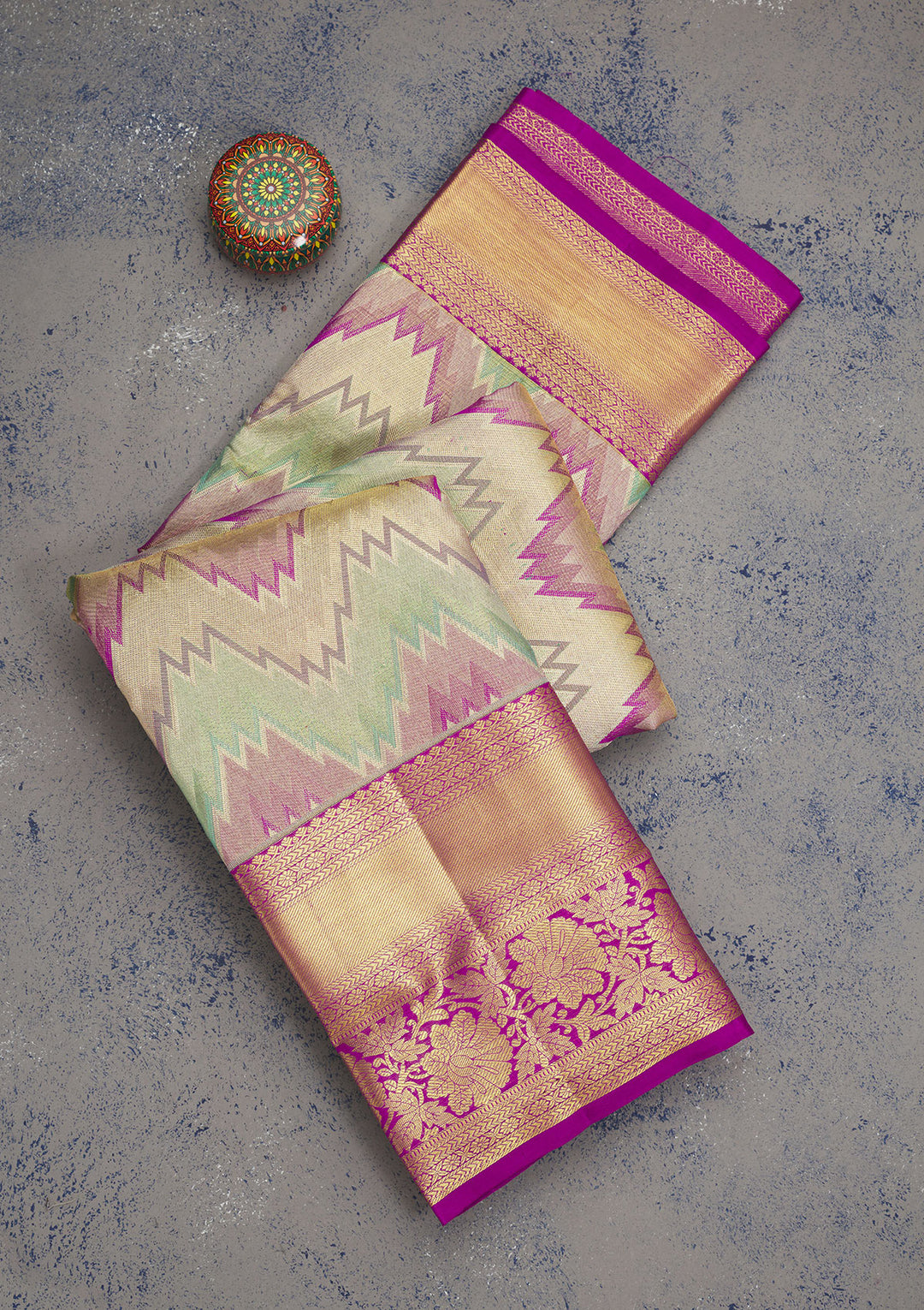 Multi Tissue Jaal Saree With Matching Blouse Piece