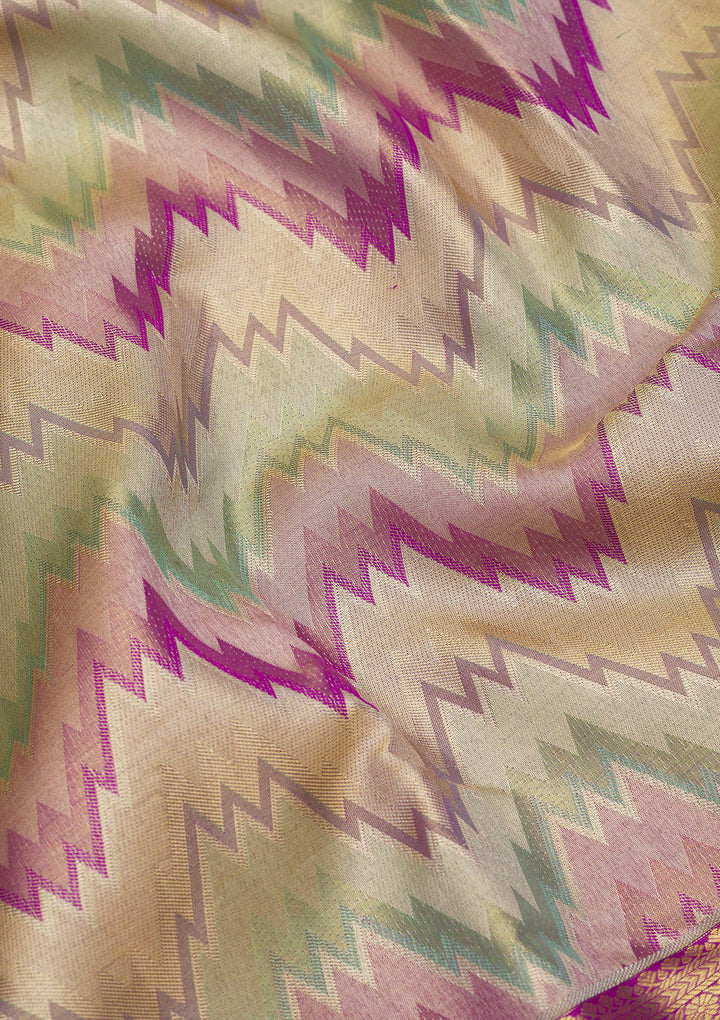 Multi Tissue Jaal Saree With Matching Blouse Piece