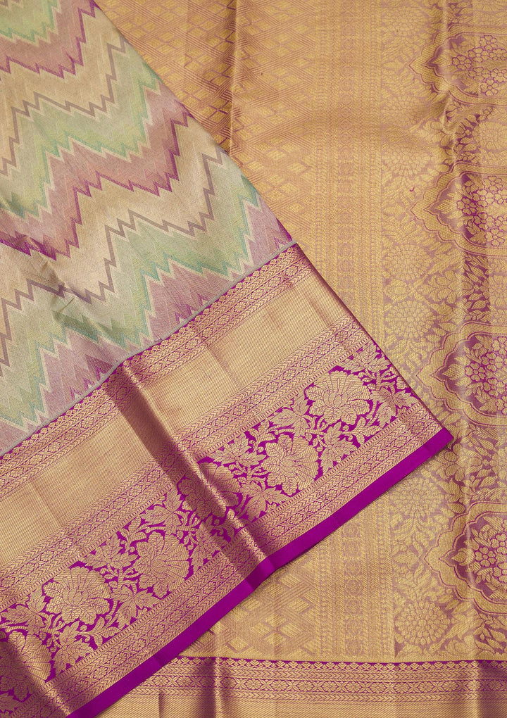 Multi Tissue Jaal Saree With Matching Blouse Piece