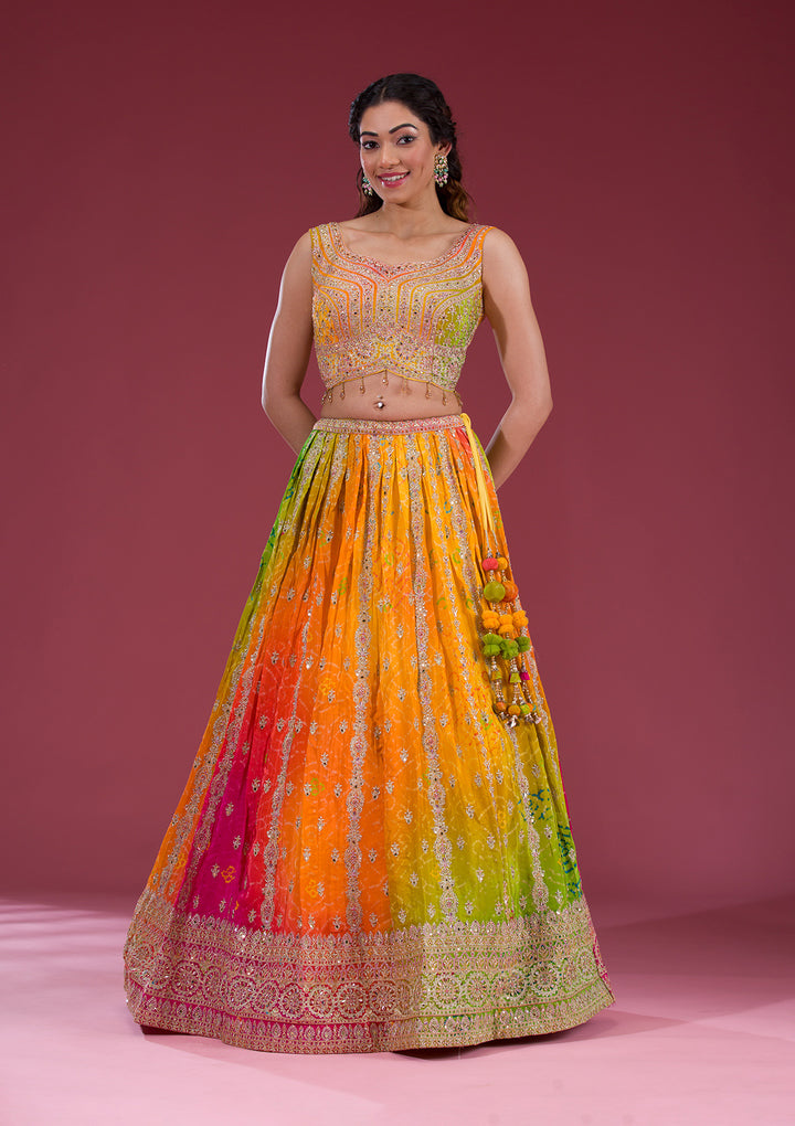 Koskii Semi Crepe Multi-Color Lehenga – Vibrant Elegance for Celebratory Evenings