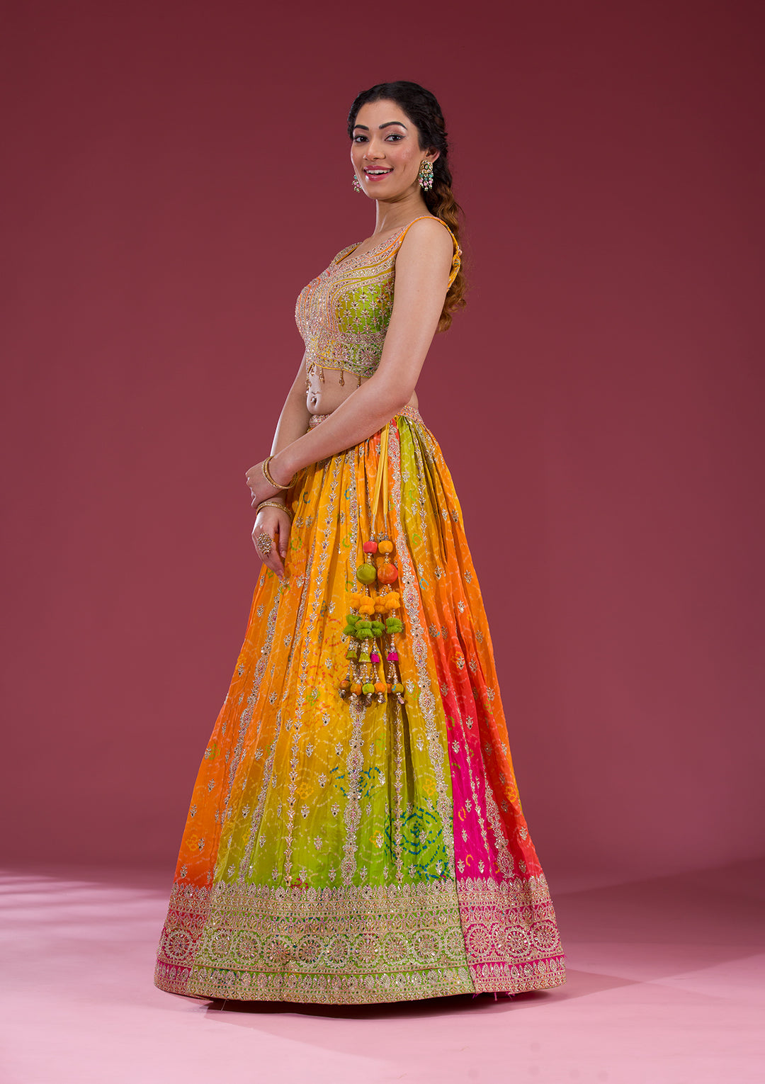 Koskii Semi Crepe Multi-Color Lehenga – Vibrant Elegance for Celebratory Evenings