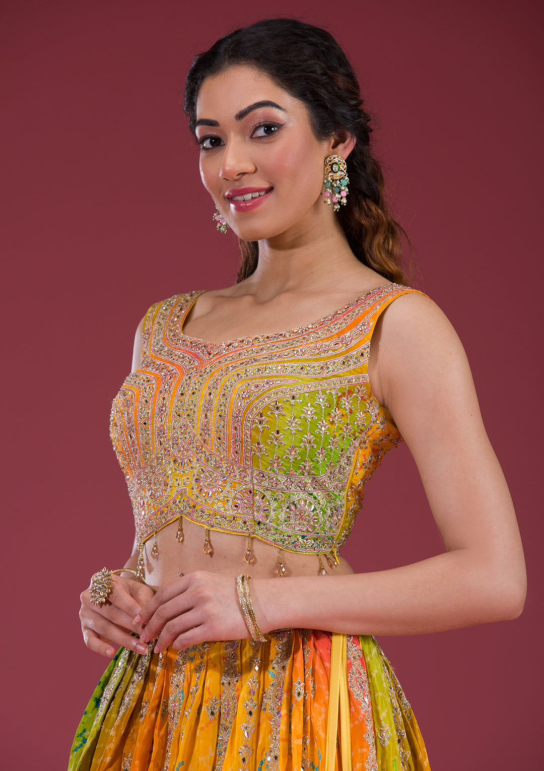Koskii Semi Crepe Multi-Color Lehenga – Vibrant Elegance for Celebratory Evenings