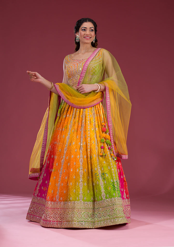 Koskii Semi Crepe Multi-Color Lehenga – Vibrant Elegance for Celebratory Evenings