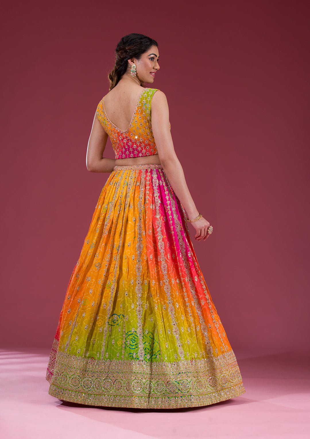 Koskii Semi Crepe Multi-Color Lehenga – Vibrant Elegance for Celebratory Evenings