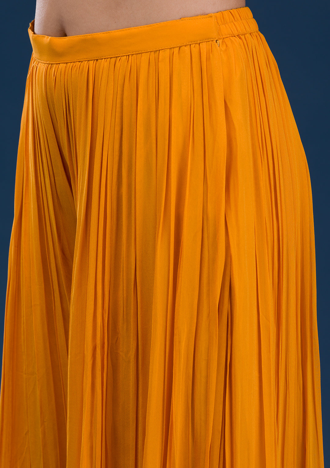 Koskii Georgette Orange Salwar Suit – Ready-to-Wear with Exquisite Mirrorwork