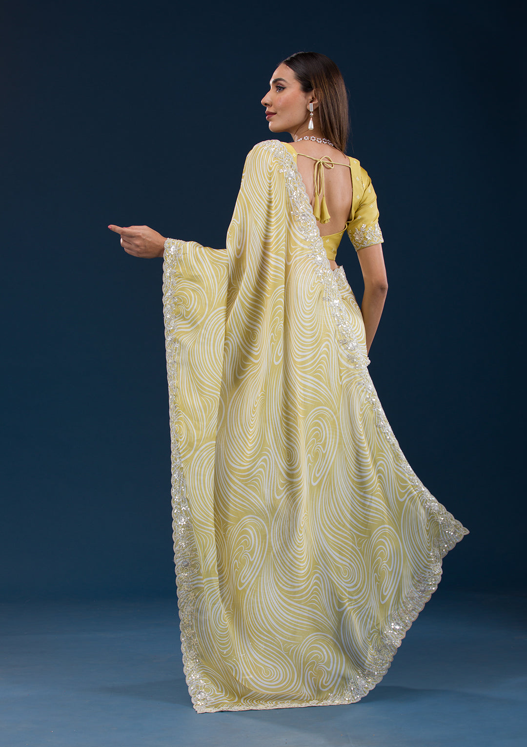 Mustard Printed Georgette Saree