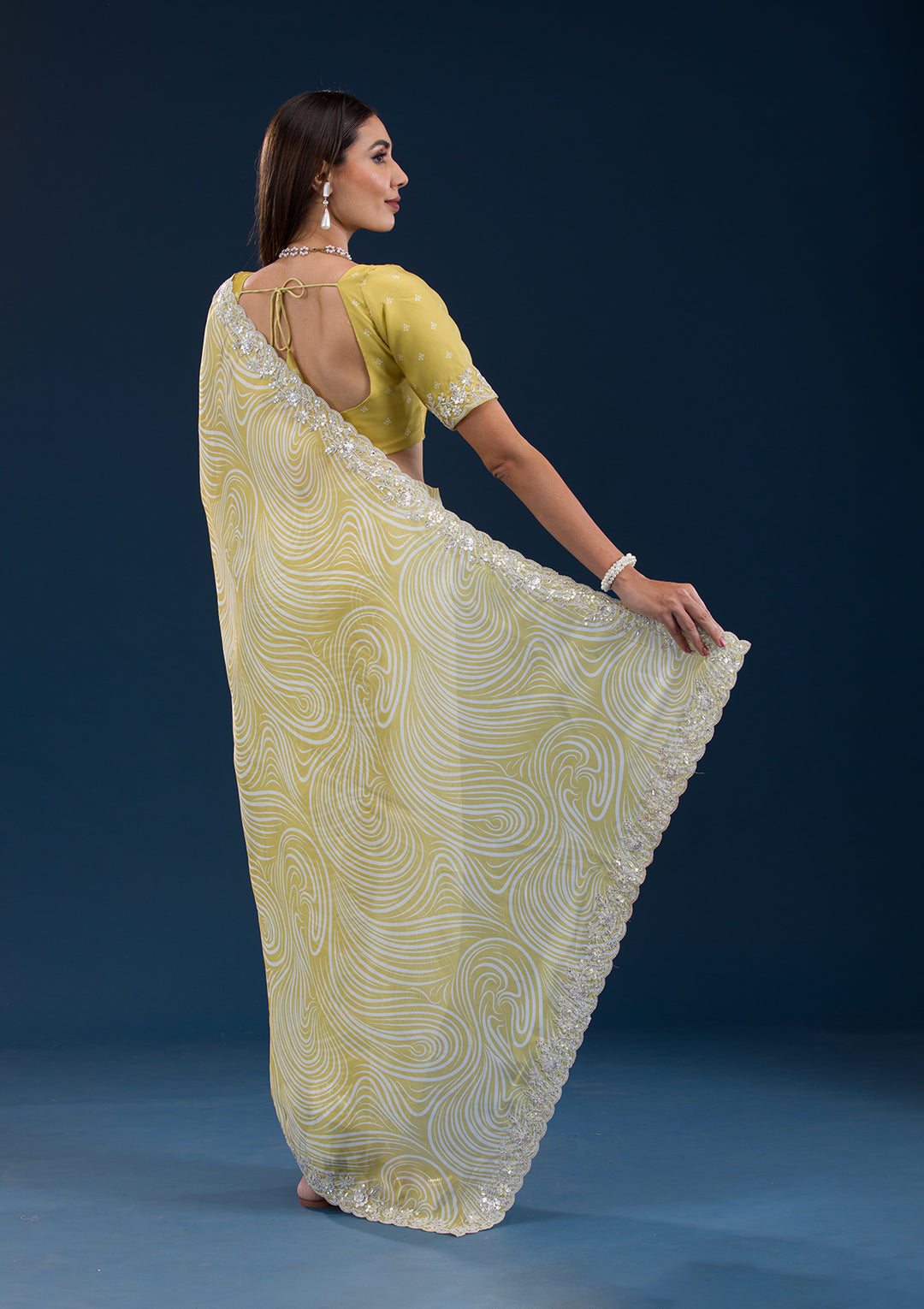 Mustard Printed Georgette Saree