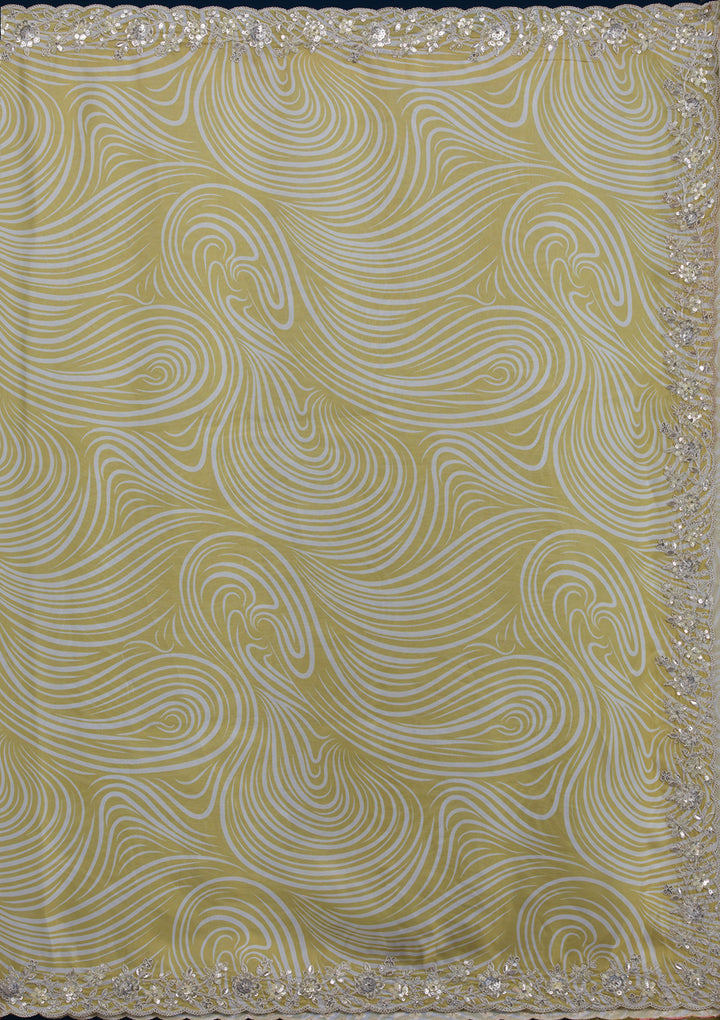 Mustard Printed Georgette Saree