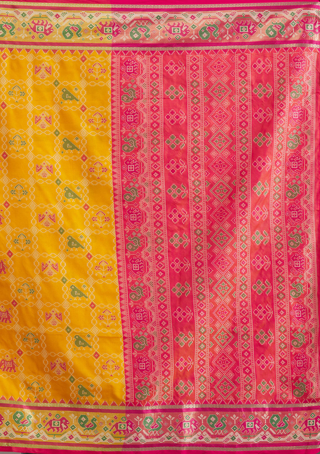 Mustard Printed Silk Saree