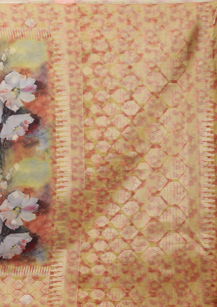 Gold Silk Banarasi Gold Zariwork Saree With Matching Blouse Piece