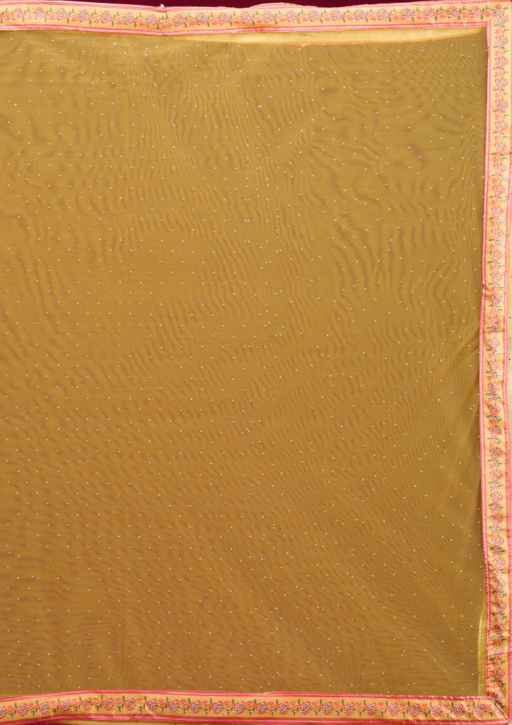 Mustard Silver Zariwork Banarasi Readymade Lehenga