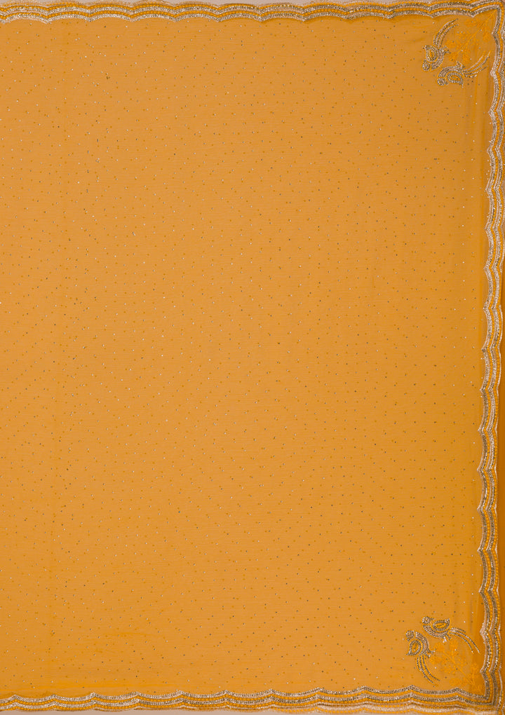 Mustard Stonework Chiffon Saree