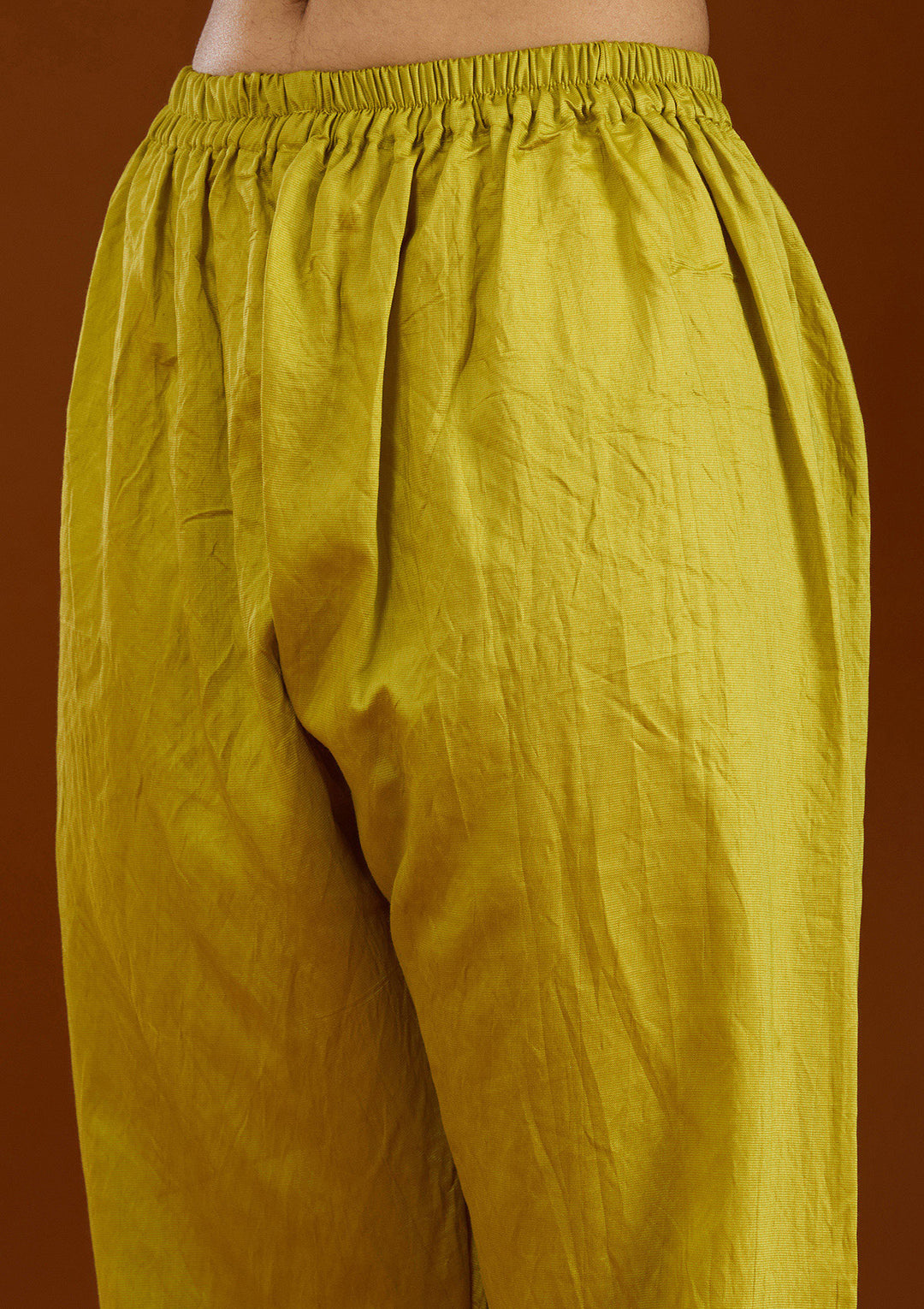 Mustard Stonework Semi Crepe Readymade Salwar Suit