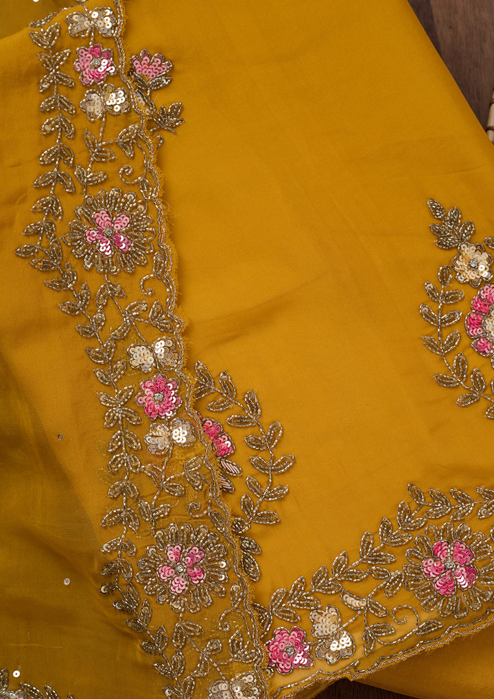 Mustard Stonework Tissue Unstitched Salwar Suit
