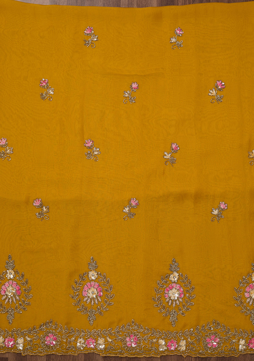 Mustard Stonework Tissue Unstitched Salwar Suit