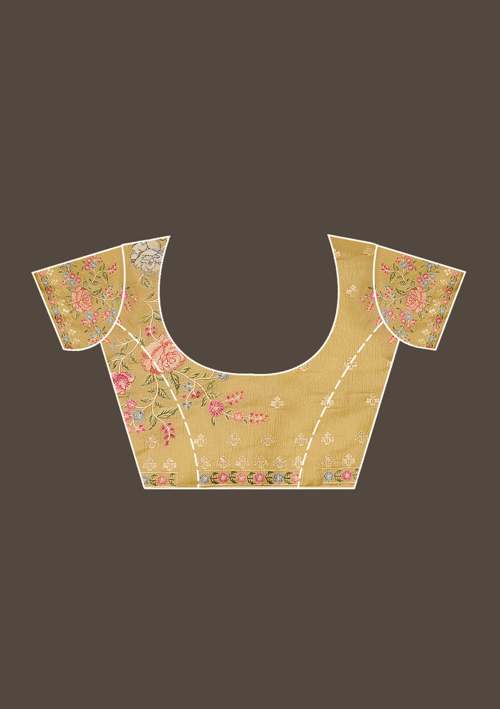 Mustard Threadwork Tissue Saree