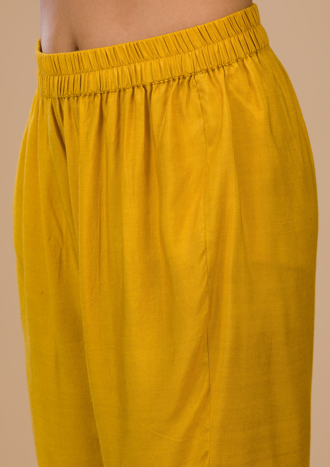 Mustard Yellow Soft Raw Silk Gold Zariwork Straight Kurta With Regular Pant And Dupatta