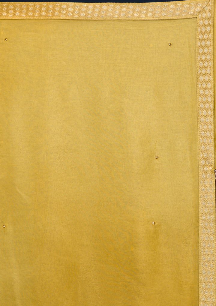 Mustard Zariwork Banarasi Readymade Salwar Suit