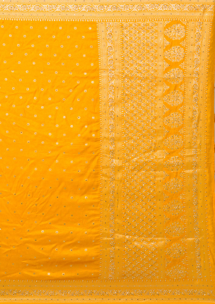 Mustard Zariwork Banarasi Silk Saree