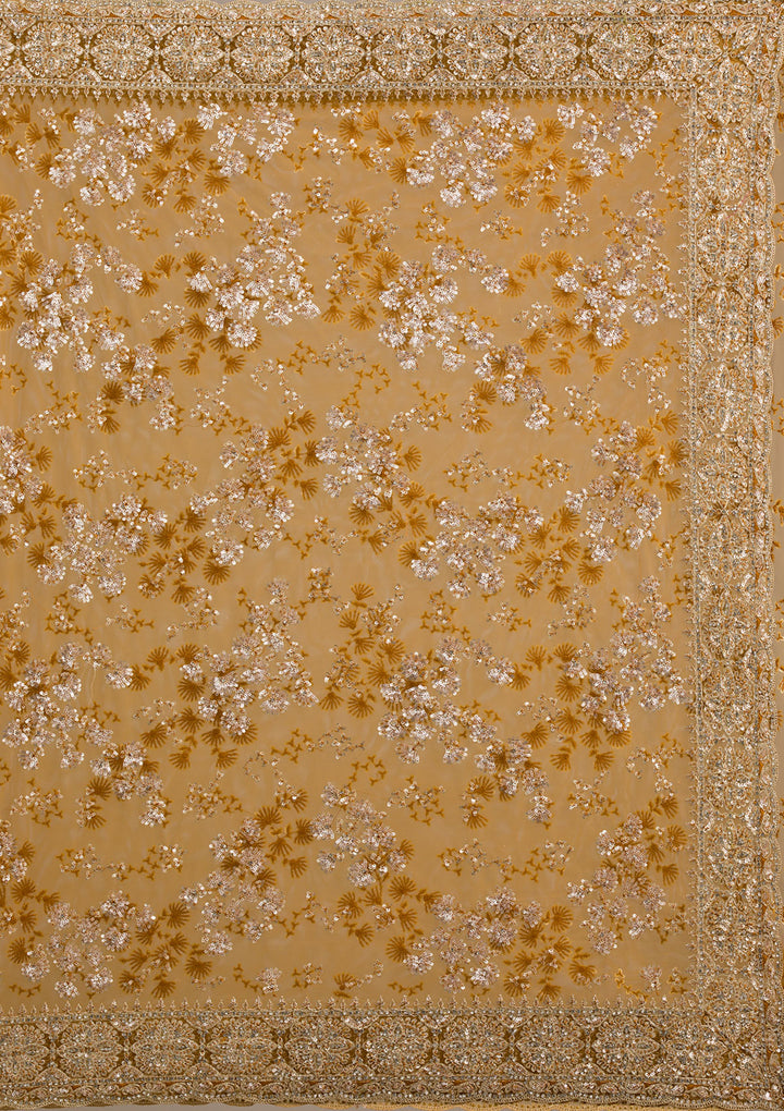 Koskii Net Golden Saree – Embellished with Zariwork
