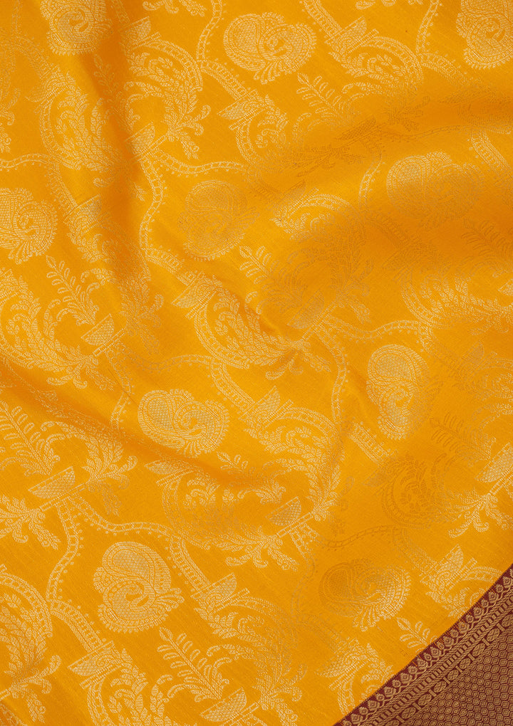 Mustard Zariwork Pure Silk Saree