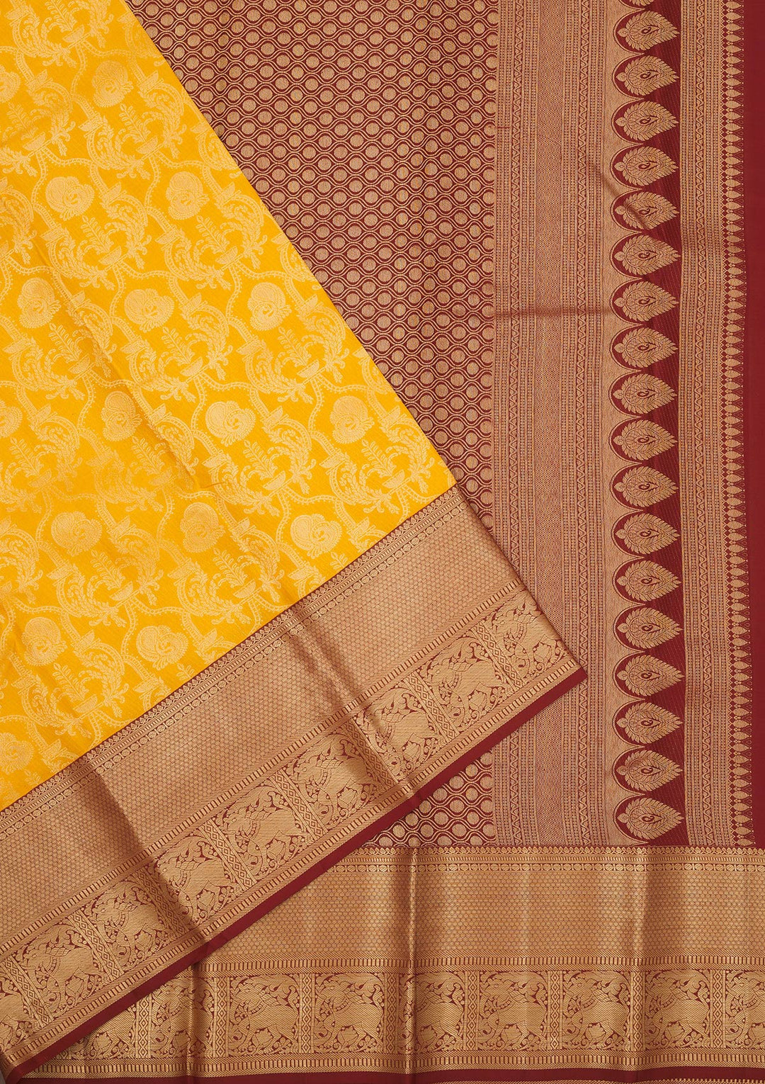 Mustard Zariwork Pure Silk Saree