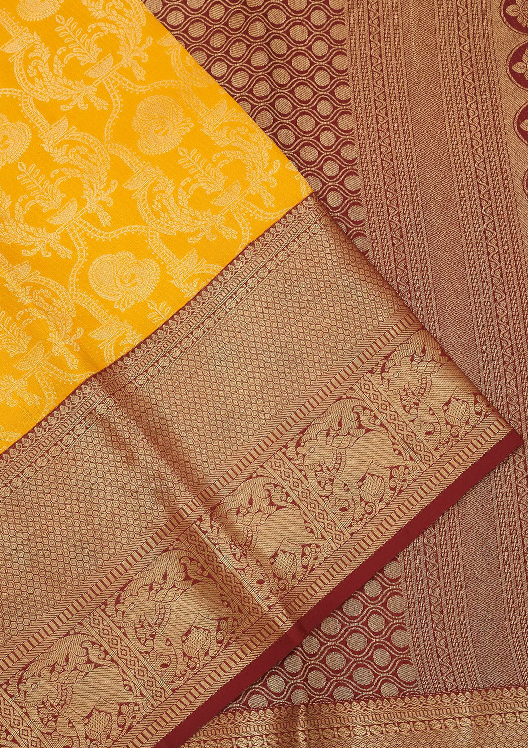 Mustard Zariwork Pure Silk Saree