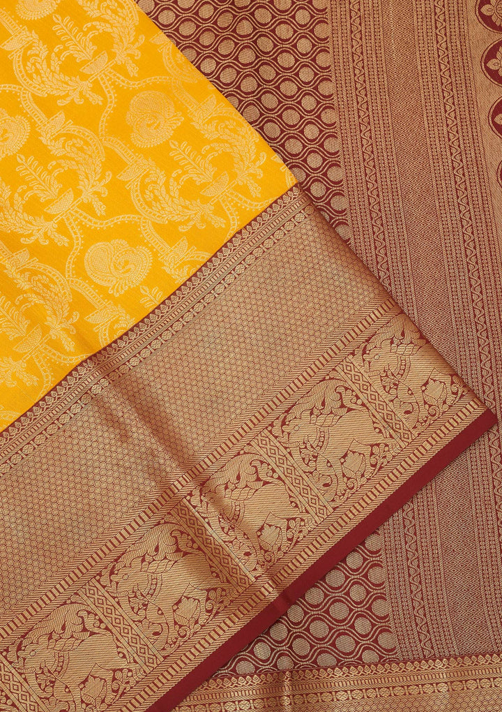 Mustard Zariwork Pure Silk Saree