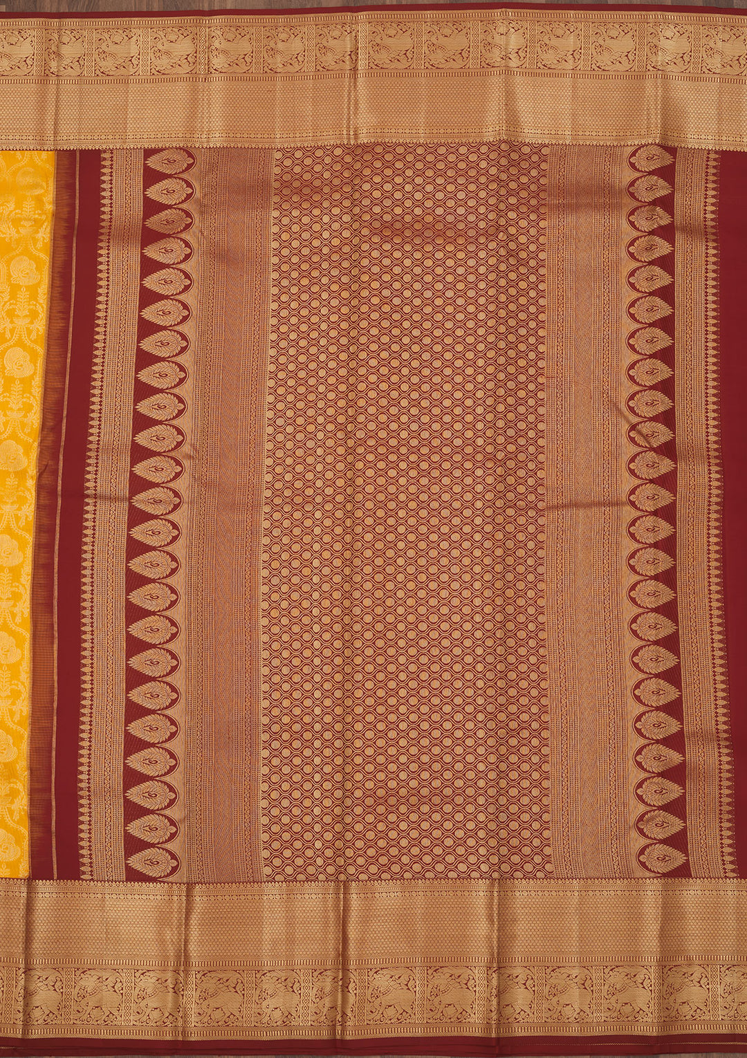 Mustard Zariwork Pure Silk Saree