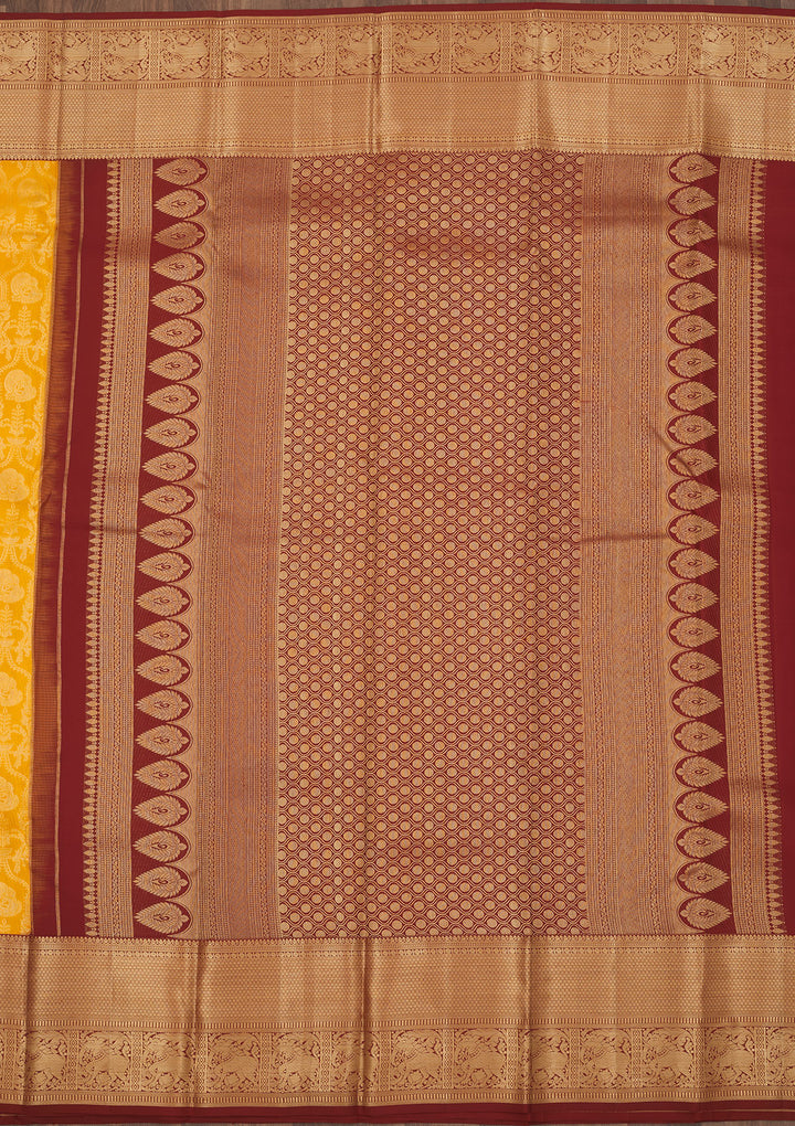 Mustard Zariwork Pure Silk Saree