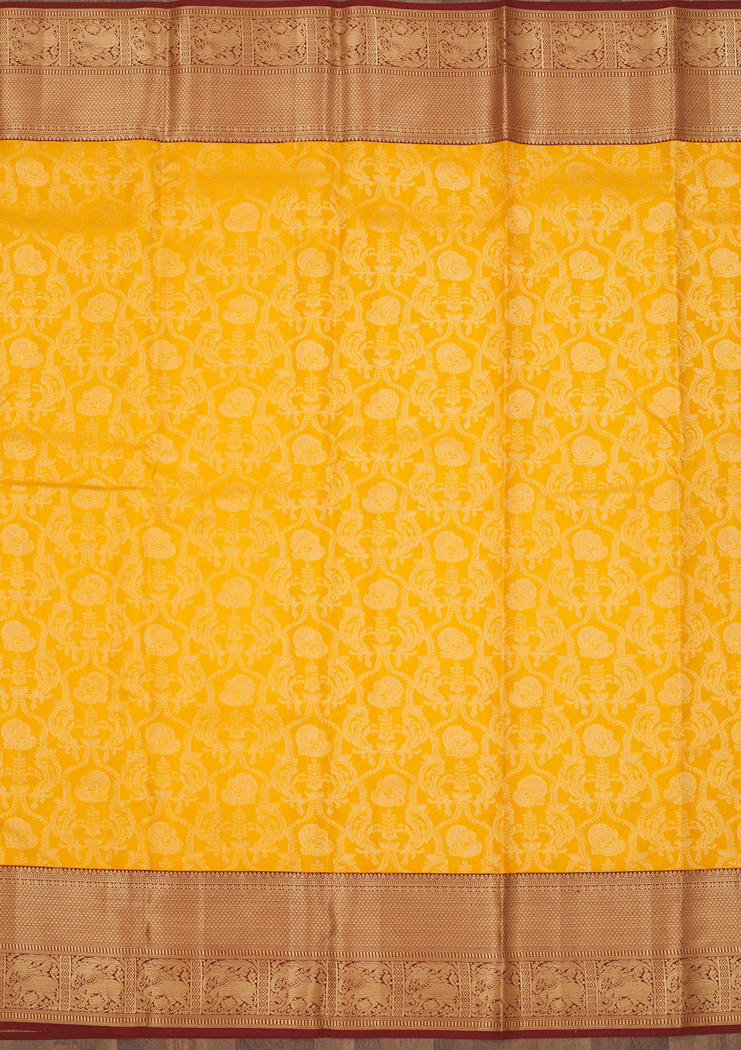 Mustard Zariwork Pure Silk Saree