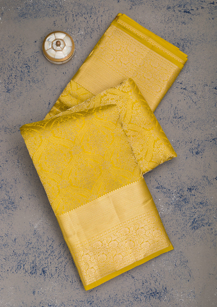 Mustard Zariwork Pure Silk Saree