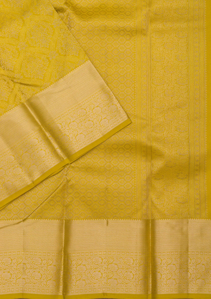 Mustard Zariwork Pure Silk Saree