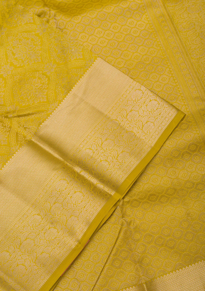 Mustard Zariwork Pure Silk Saree