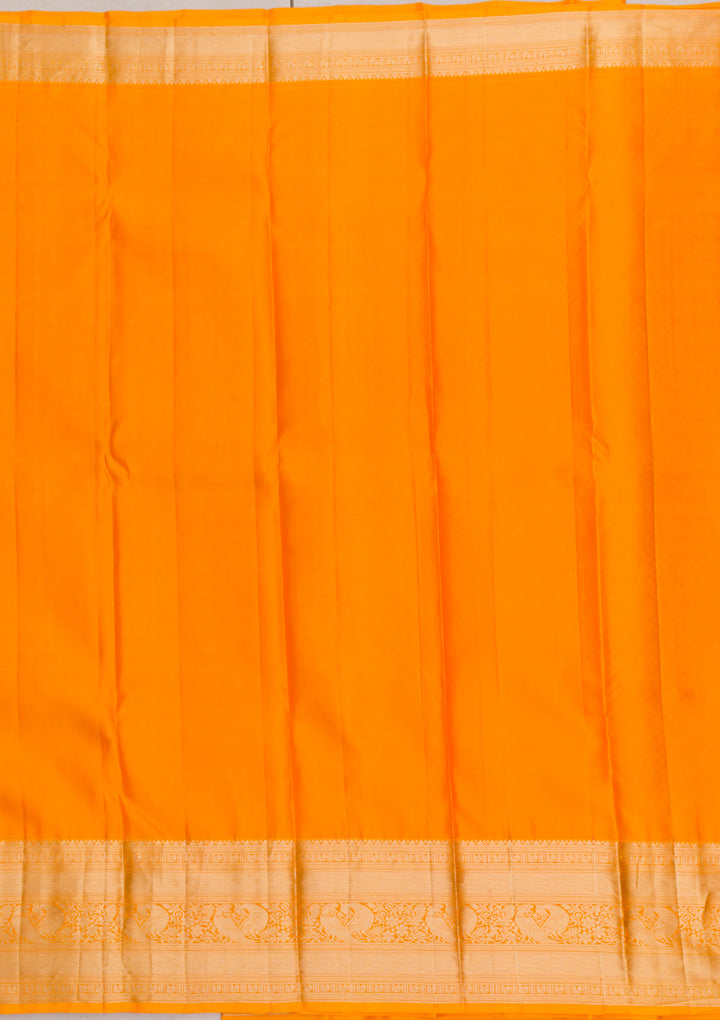 Mustard Silk Jaal Gold Zariwork Saree With Matching Blouse Piece