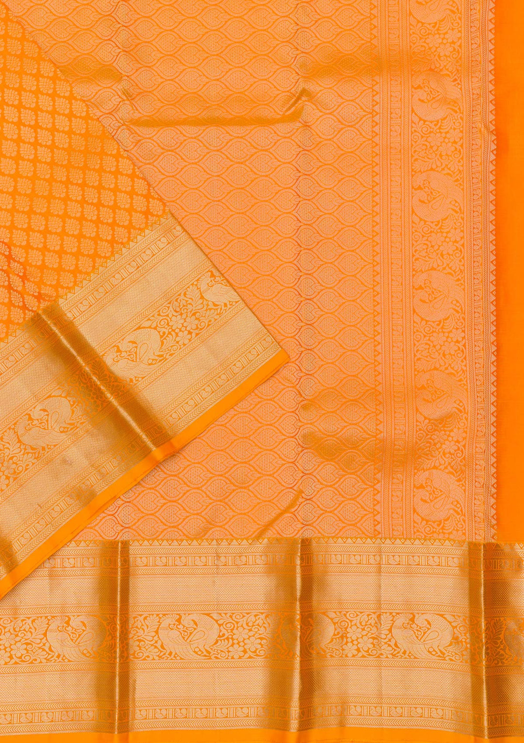 Mustard Silk Jaal Gold Zariwork Saree With Matching Blouse Piece