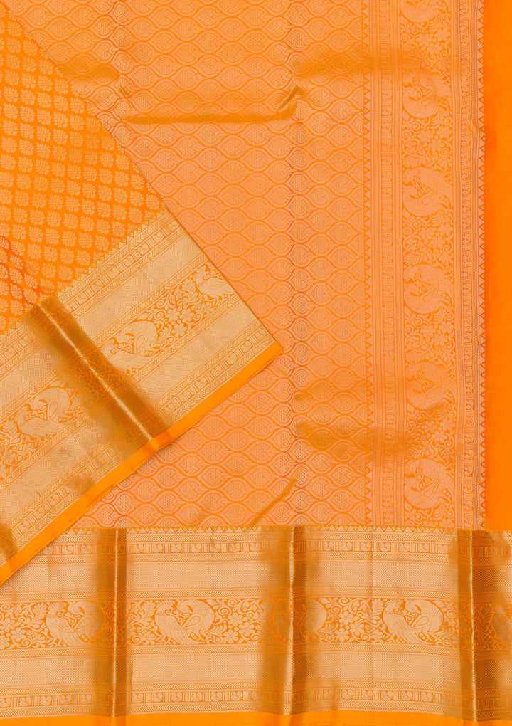 Mustard Silk Jaal Gold Zariwork Saree With Matching Blouse Piece