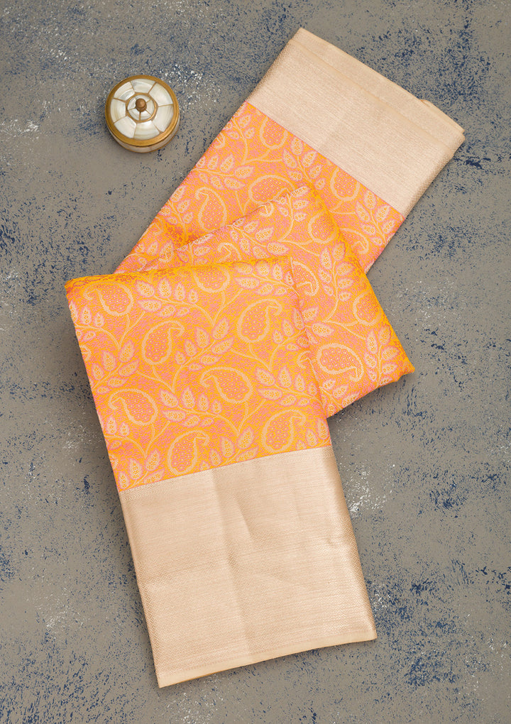 Mustard Zariwork Pure Silk Saree