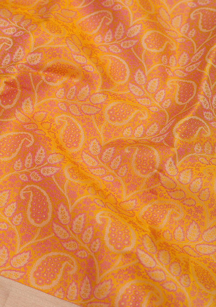 Mustard Zariwork Pure Silk Saree
