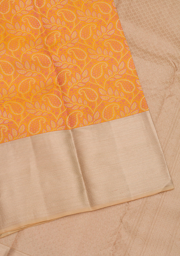Mustard Zariwork Pure Silk Saree
