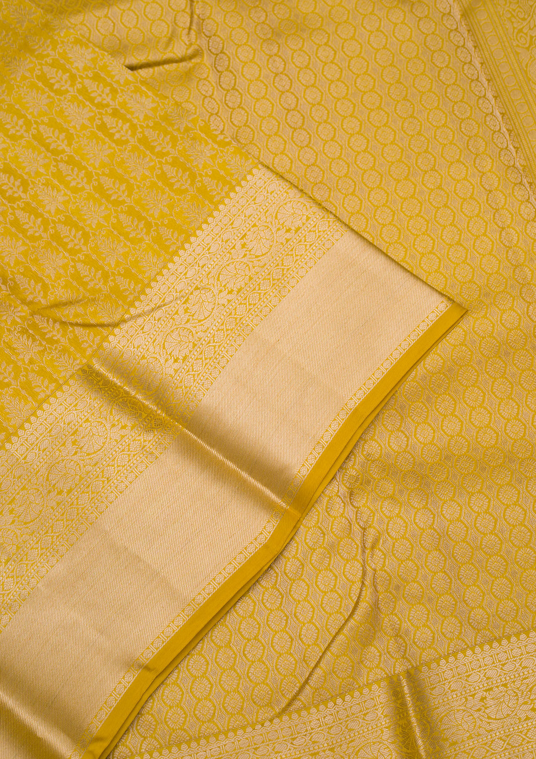 Mustard Pure Silk Jaal Zariwork Saree With Matching Blouse Piece