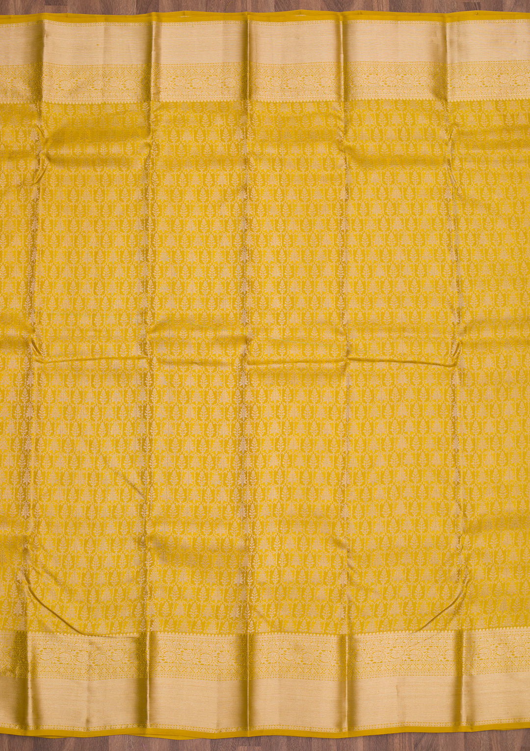 Mustard Pure Silk Jaal Zariwork Saree With Matching Blouse Piece