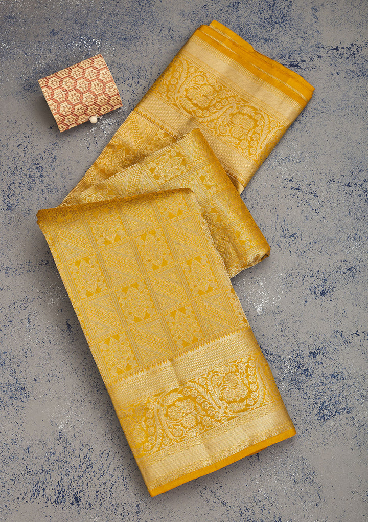 Mustard Zariwork Pure Silk Saree