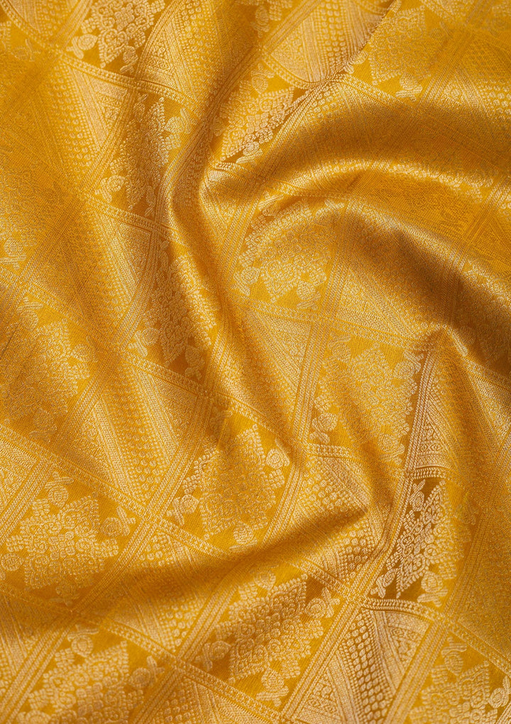Mustard Zariwork Pure Silk Saree