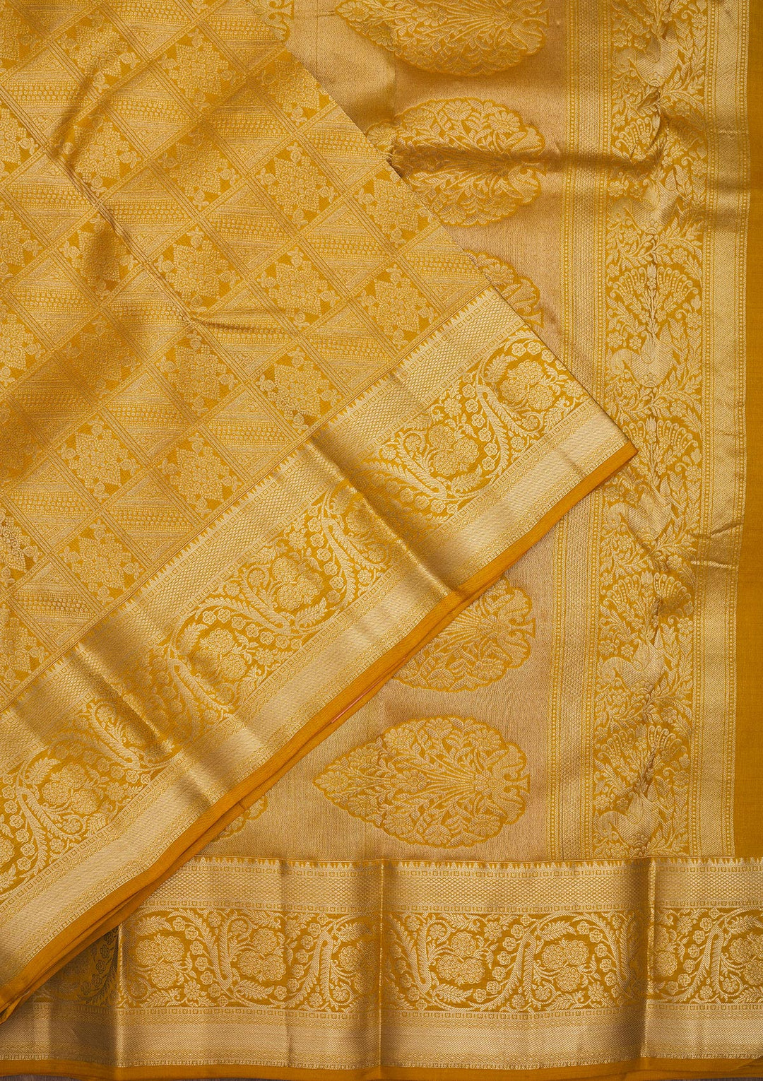 Mustard Zariwork Pure Silk Saree