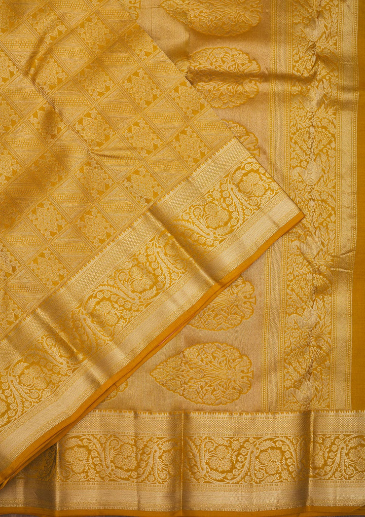 Mustard Zariwork Pure Silk Saree