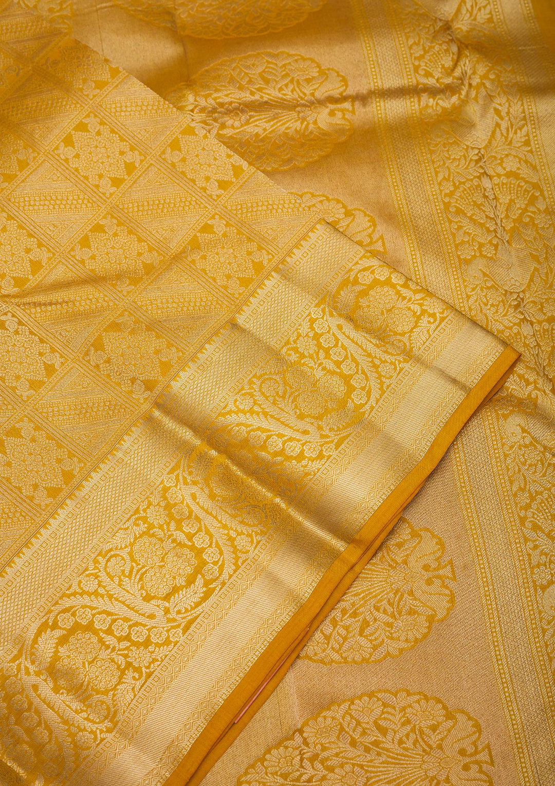 Mustard Zariwork Pure Silk Saree