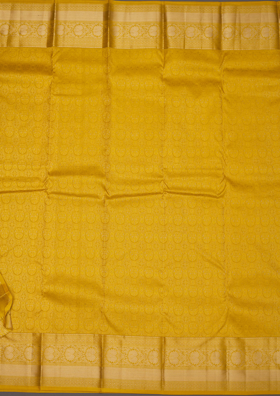 Mustard Silk Jaal Gold Zariwork Saree With Matching Blouse Piece