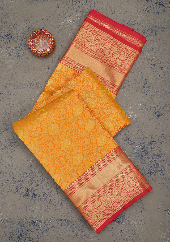 Mustard Zariwork Pure Silk Saree