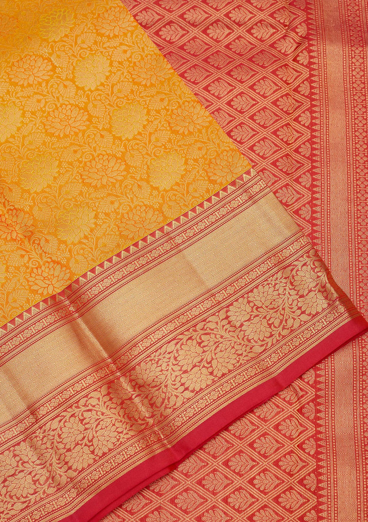 Mustard Zariwork Pure Silk Saree